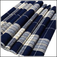 Old Check Indigo Cotton Textile