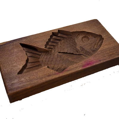 Kigata or Kashigata Wooden Sweets Mold Hand Carved Red Snapper Fish Tai